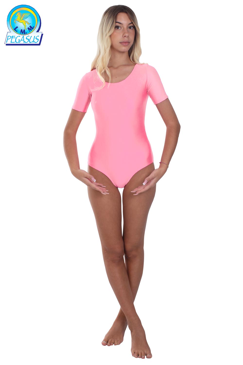 BODY DANZA IN LYCRA MEZZA MANICA ROSA DONNA